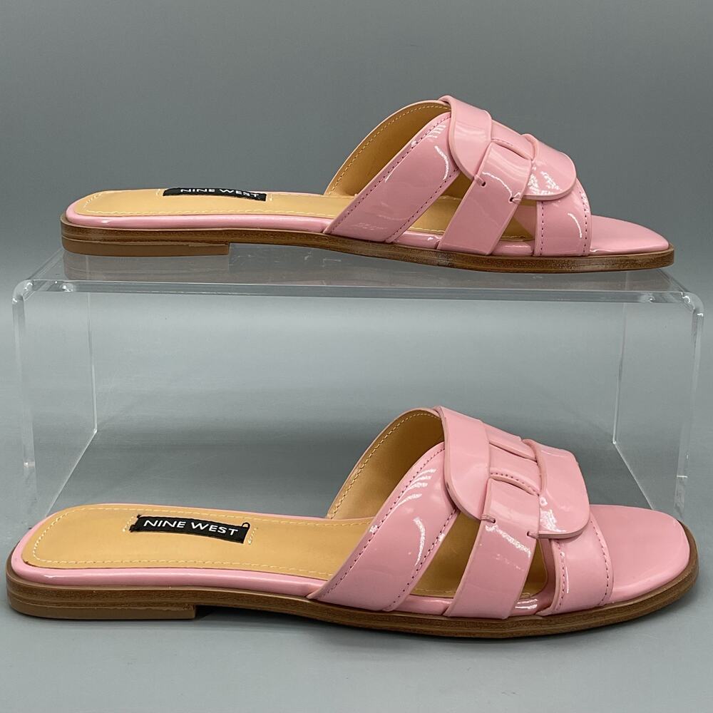 NEW Nine West Women’s Glorie Open Toe Flat Sandals Light Pink Size 6.5M